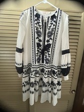 Tory Burch Gabriella Embroidered Floral Boho Dress Lace Swiss Dot Size 4