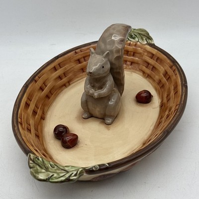 Grasslands Road Harvest Hues Ceramic Squirrel Nut Dish 10''