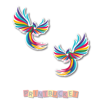 Colourful Phoenix sticker 120mm twin pack quality water/fadeproof vinyl ...