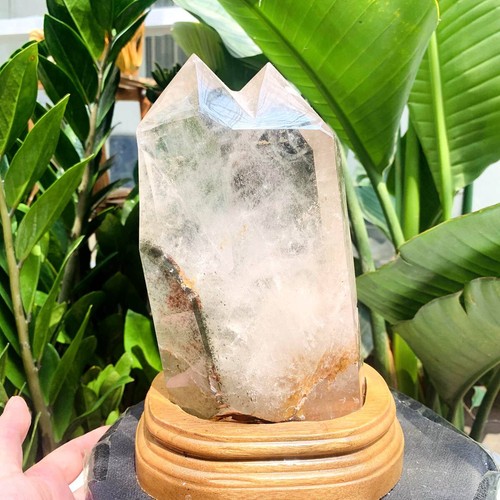 5.91LB Natural Green Ghost Phantom Quartz Crystal Mineral Specimen Reik+stand - Picture 3 of 17