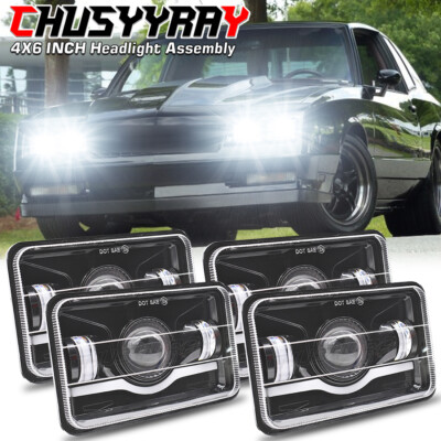 Fit Chevrolet Monte Carlo SS 1980-1988 4PCS 4x6'' LED Headlights DRL Hi/Lo Beam