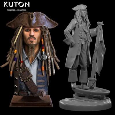 Jack Sparrow 3D Printing Unpainted Model GK Blank Kit Figure New Hot Toy Stock