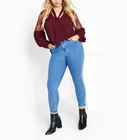 NEW City Chic Ladies Oxblood Lacey Hi-Lo Long Sleeve Top Plus Size XS / 14 #Q50