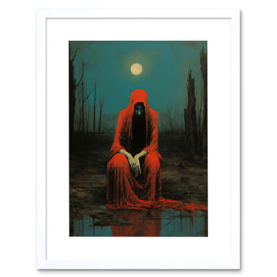 Charon in Red Cloak Beksinski Inspired Conceptual Artwork Framed Art Print 12X16