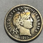 USA - Barber Dime - 10 Cents - 1915 - Beautifully Toned Very Fine!
