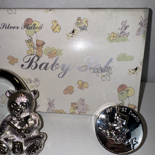Silver Plated Teddy Bear Frame & My First Tooth Round Velvet Lined Box In Silver - Picture 4 of 5