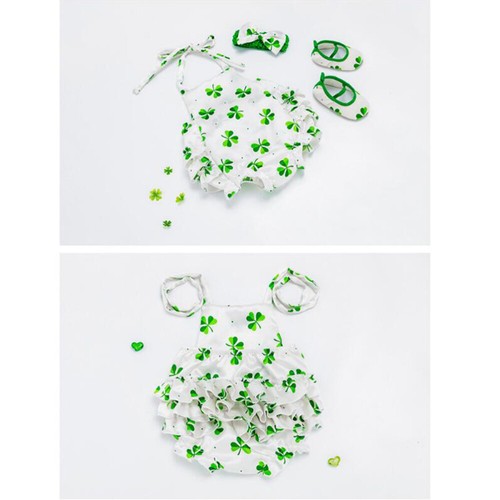 3 Pcs Neugeboren Kleinkind St. Patricks Muster-Outfits Baby Einteiler - 第 3/12 張圖片