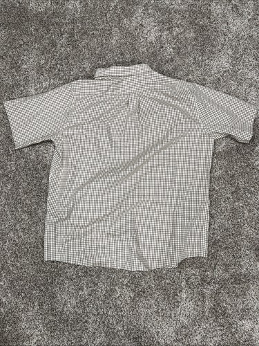 LL BEAN Shirt Mens L Plaid Button Up Short Sleeve Beige Great Condition - Picture 4 of 5