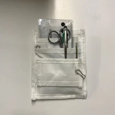 White Nurse Kit Pocket Organizer Penlight + Scissor + 4 Colored Pen + Ruler New