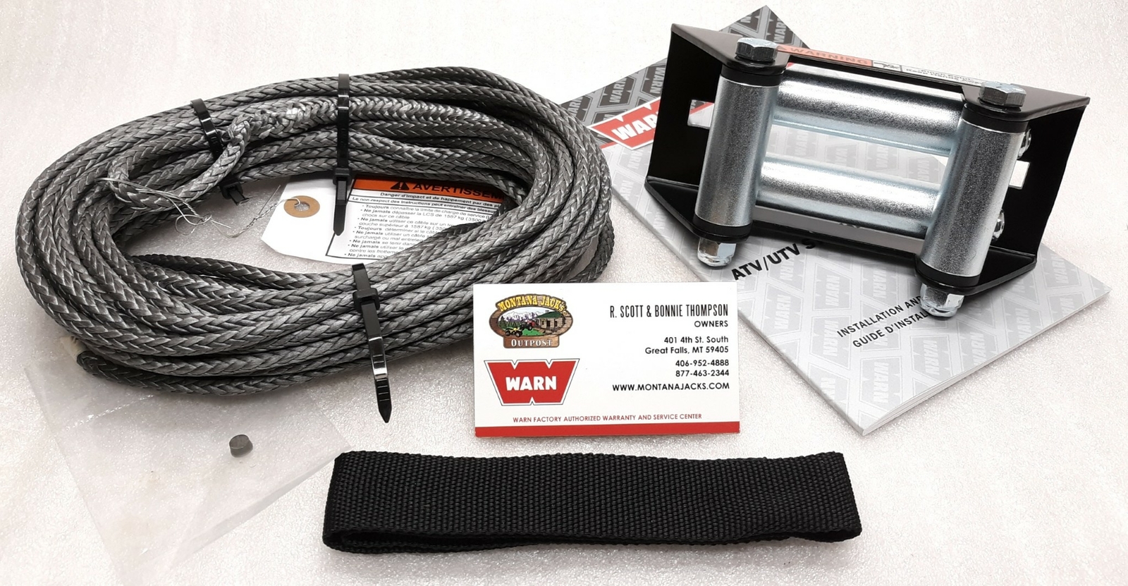WARN 72128 Synthetic Winch Rope Replacement Kit with Roller Fairlead eBay