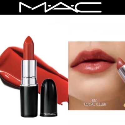 NIB MAC Lustreglass Lipstick - # 551 Local Celeb (Burnt Orange) 3g