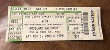 WEEN RARE UNUSED CONCERT TICKET NEW YORK, NY 11/01/2003