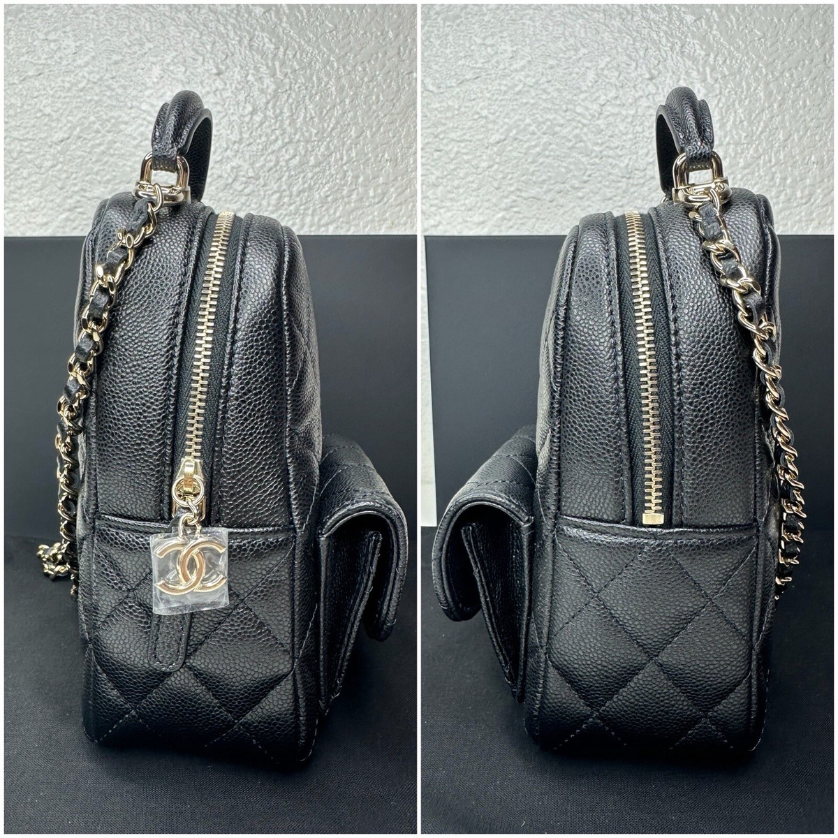NWT 24C Chanel Classic Mini Backpack Black Caviar with Gold