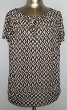 AB Studio Black & Brown Top Womens Size XL Chest 45 Flutter Sleeve 214-32661