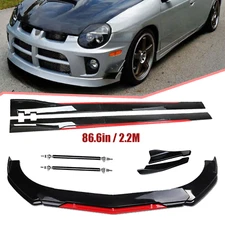 Front Bumper Rear Lip Splitter Spoiler Glossy Black Red For Dodge Neon Body Kit