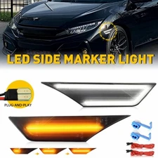 For 2016-2021 Honda Civic LED Side Marker Lights Switchback Turn Signal Lamp DRL