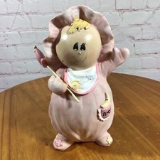Pink Baby Girl Resin Piggy Bank with Plug