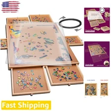 Premium Rotating Puzzle Table with 6 Drawers and Protective Cover - 1500 Piece