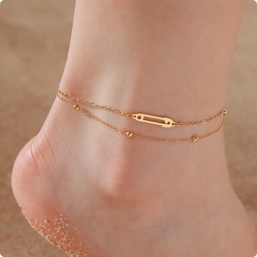 Safety Pin Multilayer Anklet Stainless Steel Anklet - Bild 6 von 7