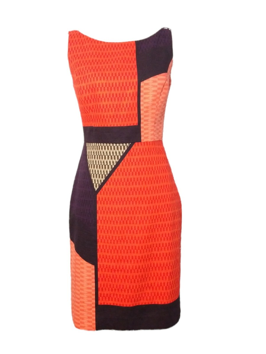 Anthropologie Tabitha Swallowtail Colorblock Orange Sheath Dress