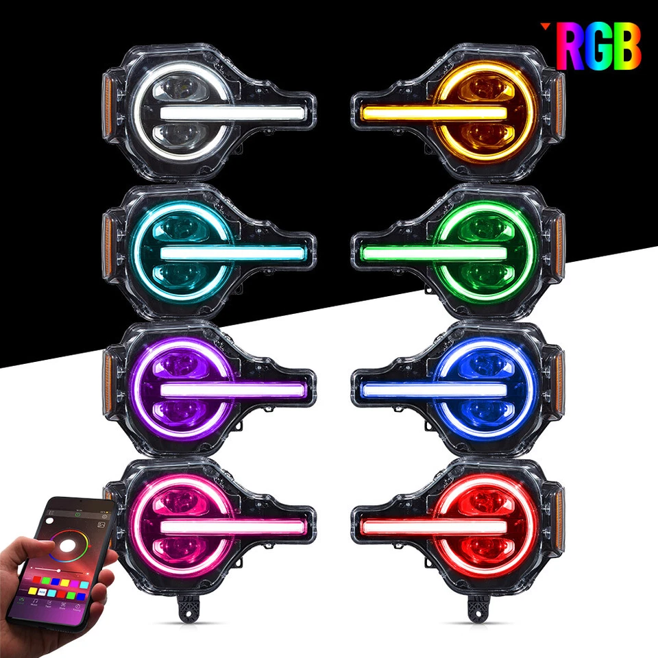 For 6th Gen Bronco 2021-2024 U725 VLAND RGB Headlights LED Dual Beam Front Lamp - Image 2 of 4