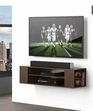 Wall Mounted Media Console Floating TV Stand Component Shelf Brown DS210001WB