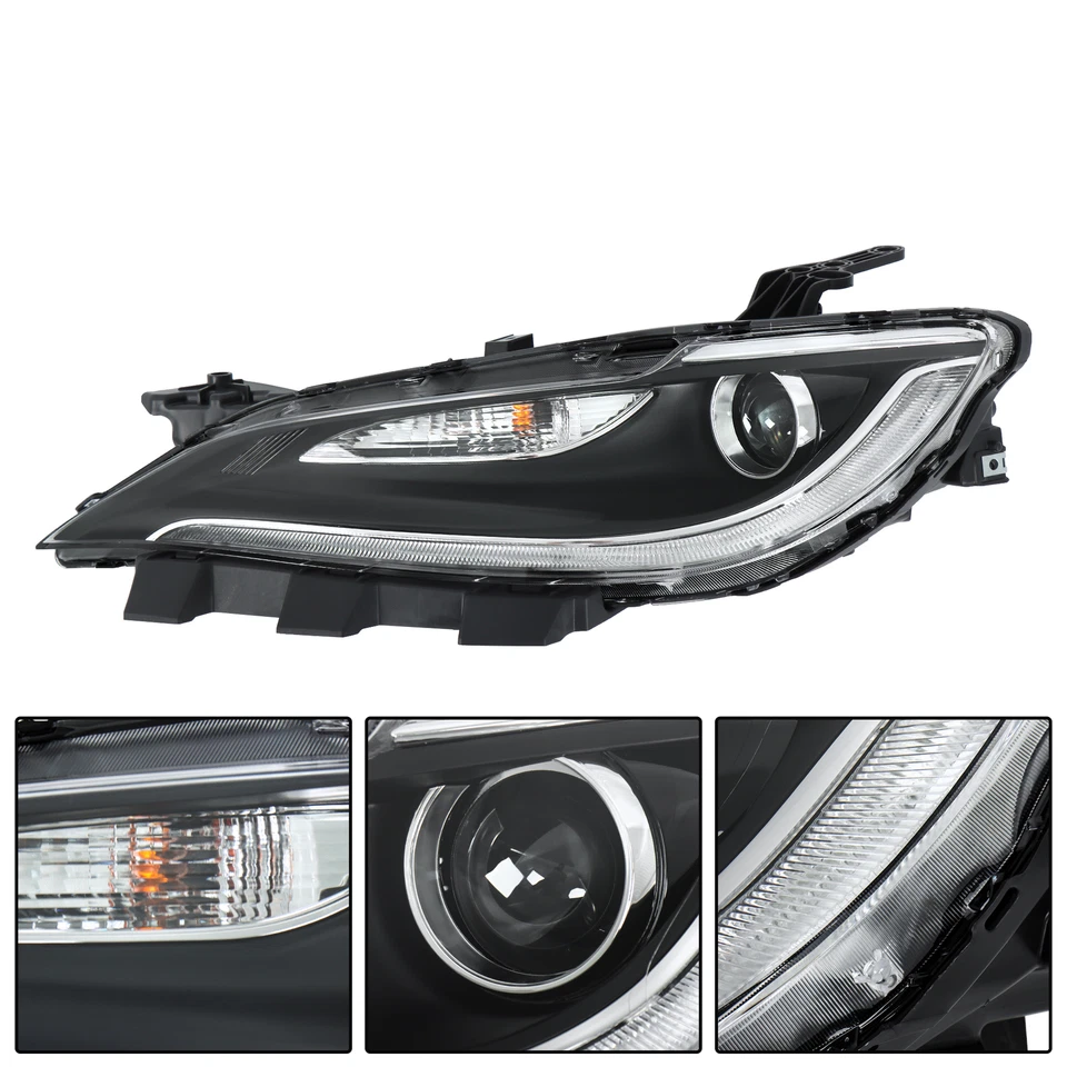 Right+Left For 2015-2017 Chrysler 200 Halogen Chrome Trim Headlight w/ LED DRL Foto 4 de 4