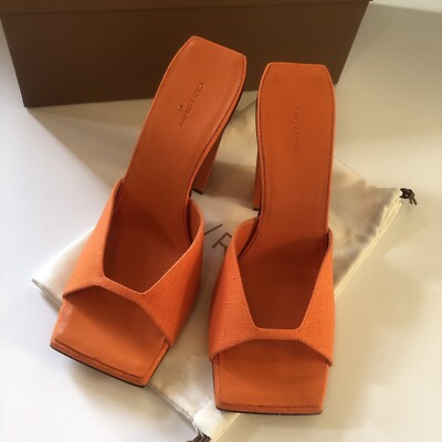 GIA BORGHINI x RHW Square Toe Mule Heels Orange 40 NIB $475 | eBay