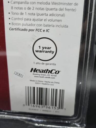 Kit campanello campanello portatile wireless Heath Zenith NUOVO SIGILLATO - Foto 4 di 5