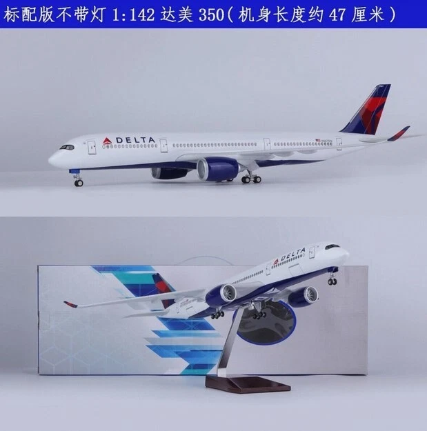 Modelo de avión comercial Delta A350 1/142 47CM juguete sin luces Foto 2 de 3