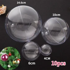 10PCS DIY Clear Plastic Balls Fillable Bauble Ornaments Ball Hanging Christmas