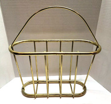 Vintage MID CENTURY MODERN Hollywood Regency Brass Magazine Rack