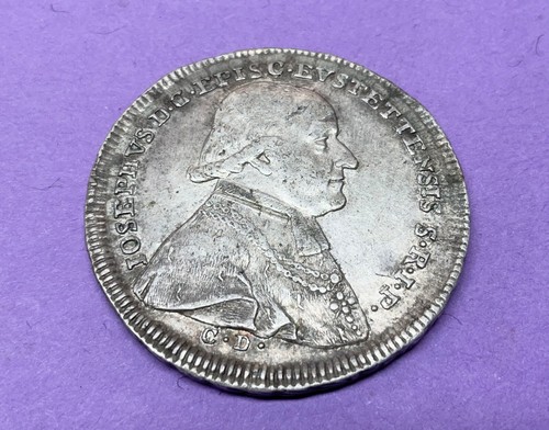Rare 1796 Eichstätt Diocese: 1/2 Thaler Joseph Graf von Stubenberg Silver Coin - Picture 2 of 7