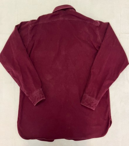 Vintage Lands End Well Worn Merlot Chamois Flannel Shirt Mens LRG Tall USA Made! - Picture 5 of 8