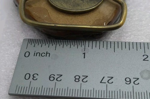 Vintage Wooden Lacquered "Wolf" Design Belt Buckle w/ Brass Hardware - 第 9/10 張圖片