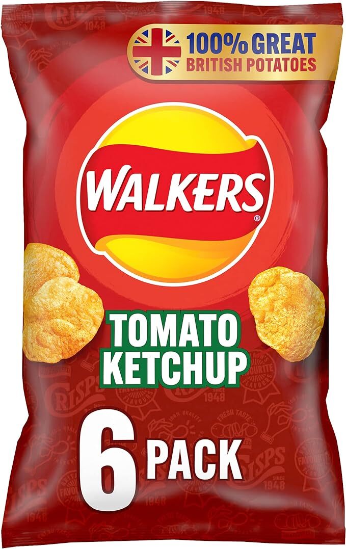 Walkers Crisps Walkers Tomato Ketchup Crisps Box of 36 x 25g Tomato