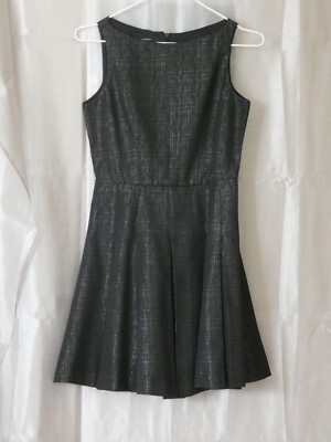SCHÖNES SILBERNES GARN Kleid ELEGANT GEKLEIDET Damen Größe 36 S schwarz DOPPEL