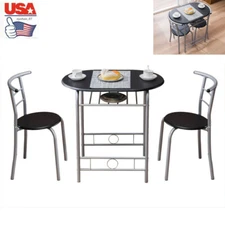 3Pcs Dining Set Table+2Chairs Bistro Pub Home Kitchen Coffee Breakfast Furniture