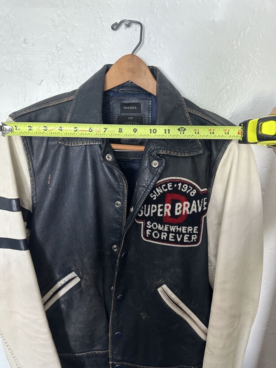 Diesel leather moto varsity jacket mens SMALL * L-Hokens Diesel leather moto varsity jacket mens SMALL * L-Hokens