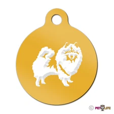Keeshond Engraved Keychain Round Tag w/tab kees Many Colors