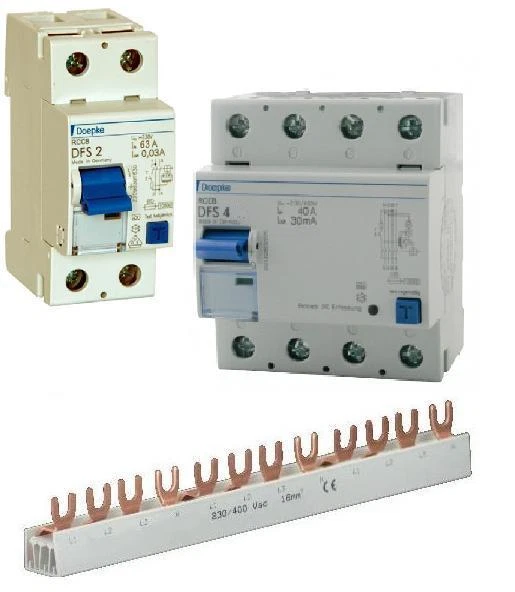 FI Doepke 25 40 63 80 100A Fehlerstromschalter 2 u 4polig 30 300 500mA Typ A