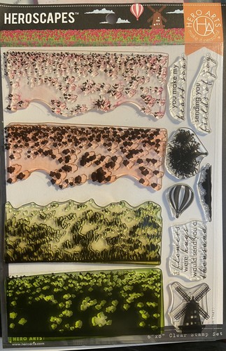 HERO ARTS TULIP FIELD HEROSCAPES COLOR LAYERING SCAPE 6"X8" CLEAR STAMP - Picture 2 of 3