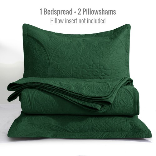 Quilted Bedspread 3 Piece Queen King Size Coverlet Comforter Set Ultra Soft - Picture 151 of 151
