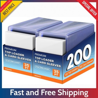 200 Trading Card Sleeves & Holders   100 Hard 3''x4'' Toploaders + 100 Soft Penny.