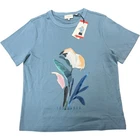 Ted Baker Tiana T-Shirt Women's M Light Blue Floral Cotton Short Sleeve (BFD)