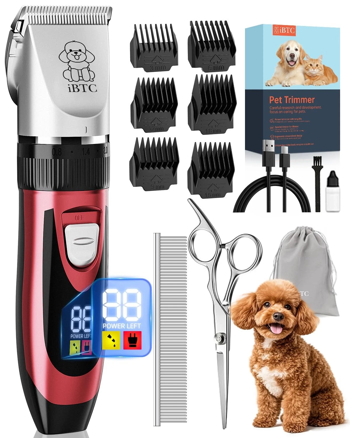 Dog Shaver Clippers Low Noise Rechargeable Cordless Electric Quiet Hair Clipp...