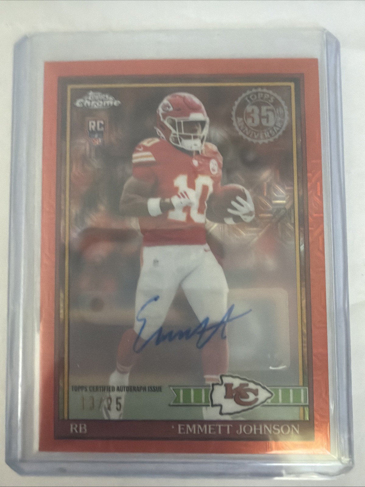 2026 Topps Emmett Johnson 1991 Rookie Chrome Auto Orange #13/25 R252
