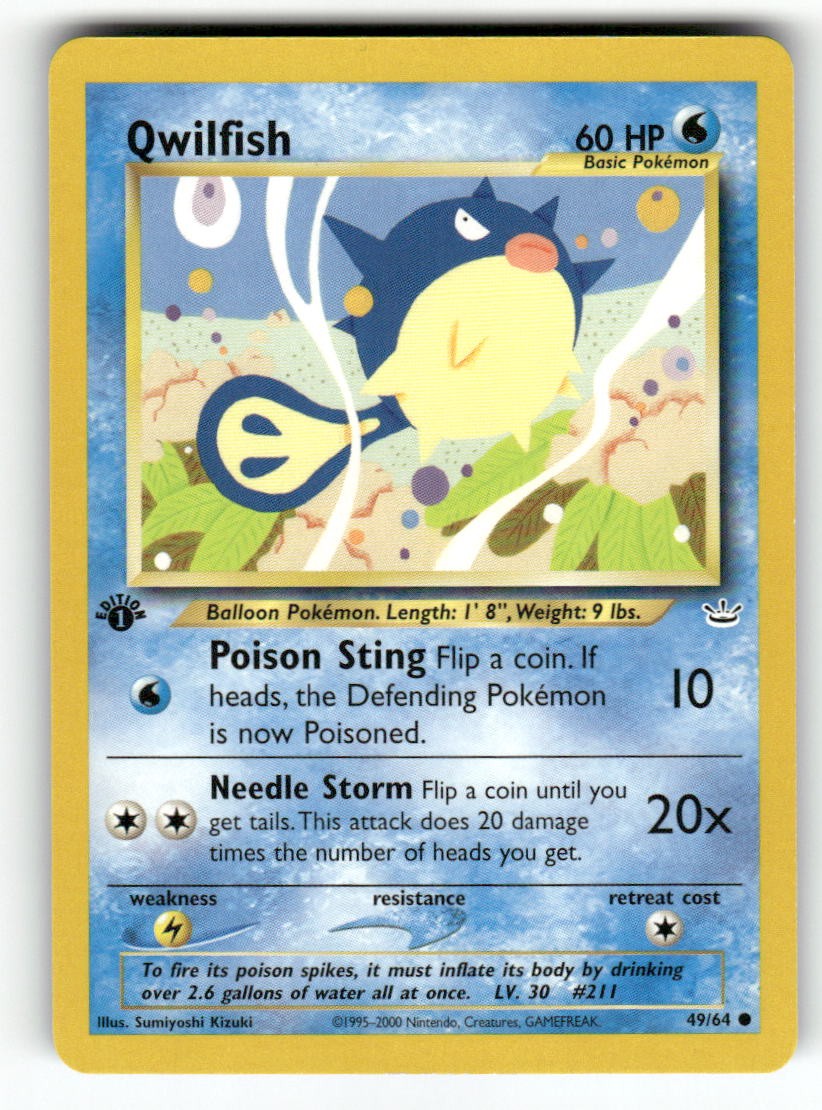 Qwilfish 49/64 - C Neo Revelation Pokemon 1st Edition LP
