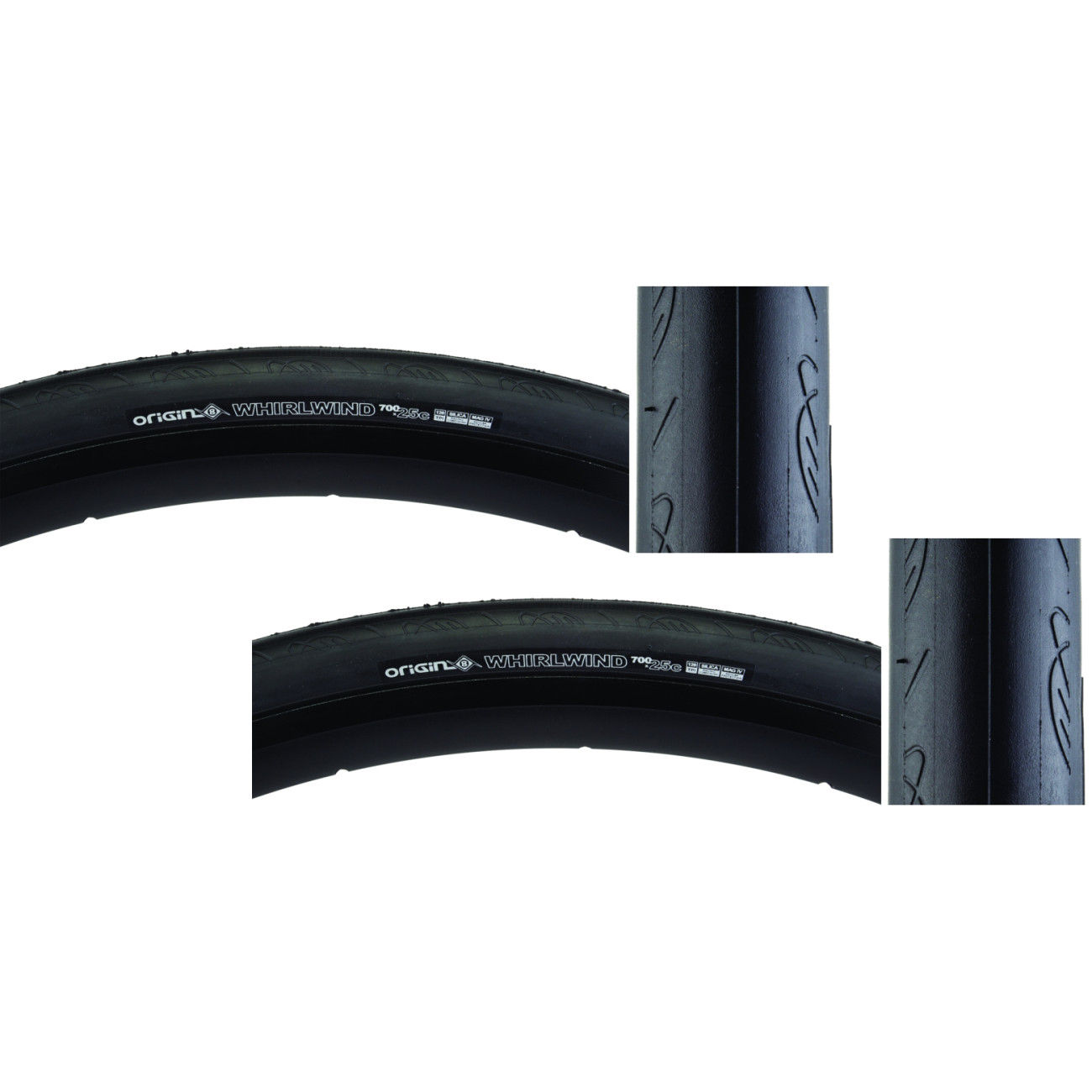 2 Pack Origin8 Whirlwind Tire Folding Belted 120TPI Black 700 x 25 19490₽