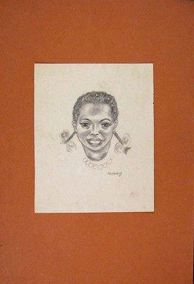 Original alter antiker Druck Ninny Portrait Fine Art Skizze Zeichnung 20. Jahrhundert